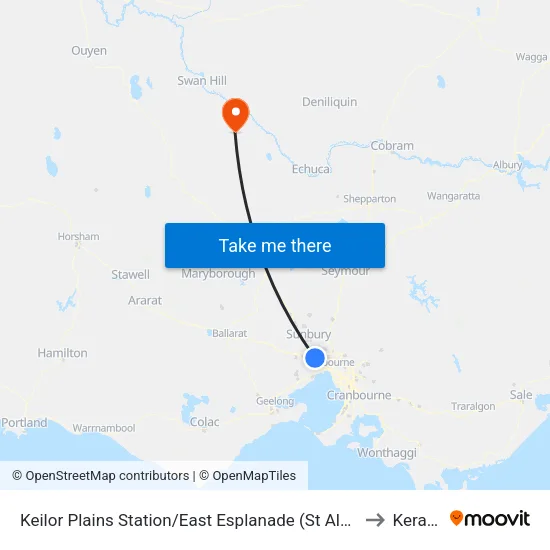 Keilor Plains Station/East Esplanade to Kerang map