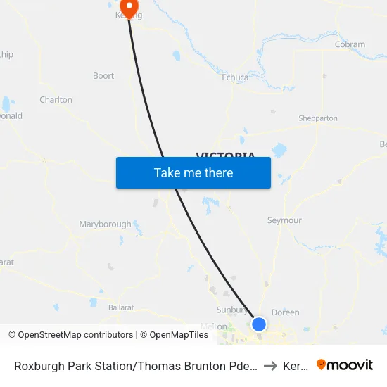 Roxburgh Park Station/Thomas Brunton Pde to Kerang map