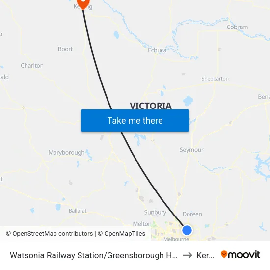 Watsonia Station/Greensborough Hwy to Kerang map