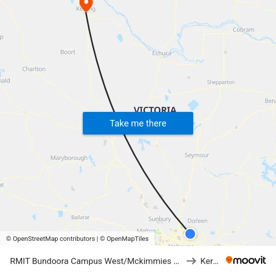 RMIT Bundoora Campus West/Mckimmies Rd to Kerang map