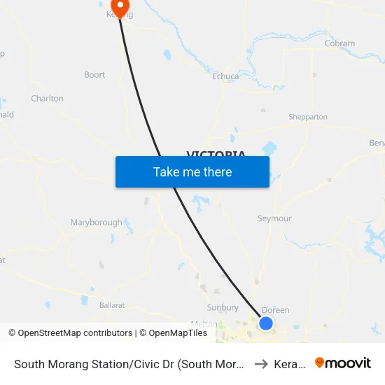 South Morang Station/Civic Dr to Kerang map