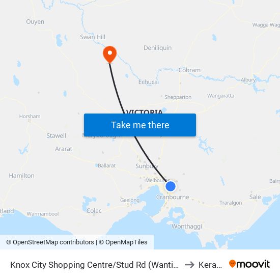 Knox City Shopping Centre/Stud Rd (Wantirna) to Kerang map