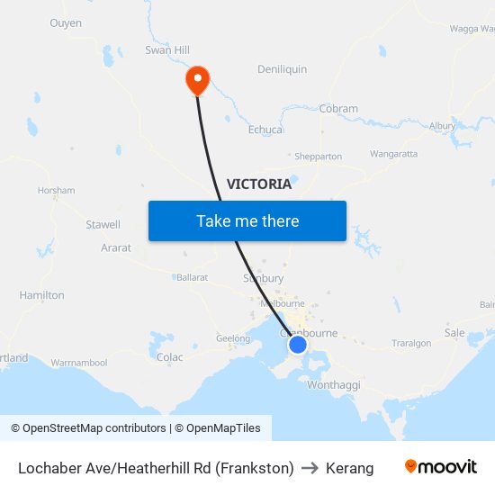 Lochaber Ave/Heatherhill Rd (Frankston) to Kerang map