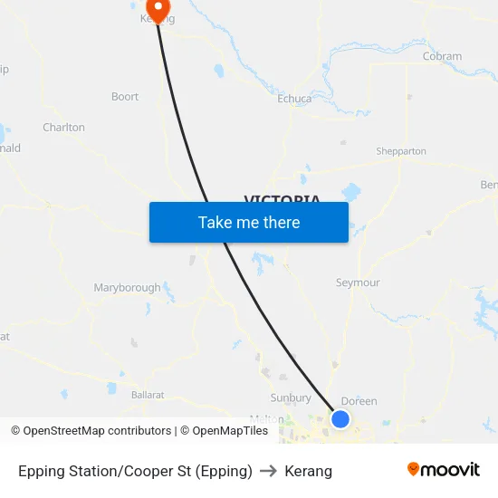 Epping Station/Cooper St to Kerang map