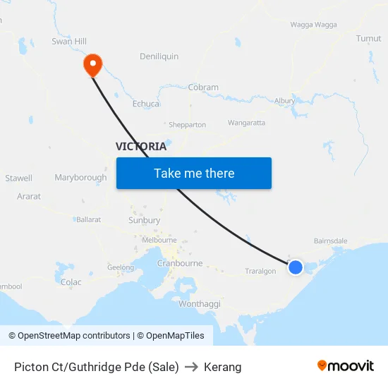 Picton Ct/Guthridge Pde to Kerang map