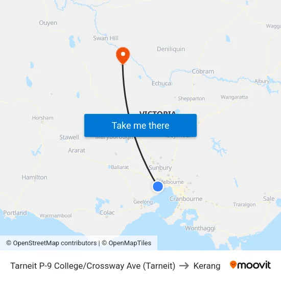 Tarneit P-9 College/Crossway Ave to Kerang map