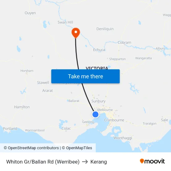 Whiton Gr/Ballan Rd to Kerang map