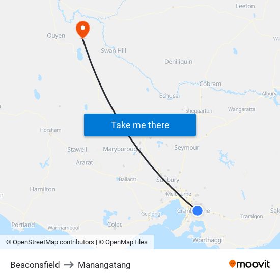 Beaconsfield to Manangatang map