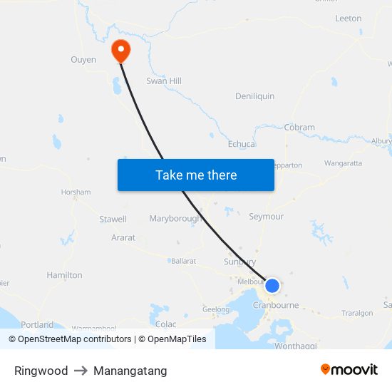 Ringwood to Manangatang map