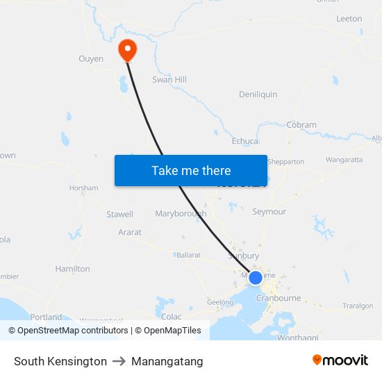 South Kensington to Manangatang map