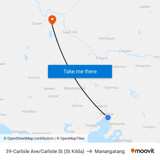 39-Carlisle Ave/Carlisle St (St Kilda) to Manangatang map