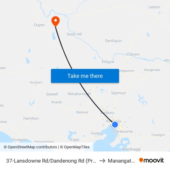 37-Lansdowne Rd/Dandenong Rd (Prahran) to Manangatang map