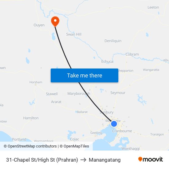 31-Chapel St/High St (Prahran) to Manangatang map