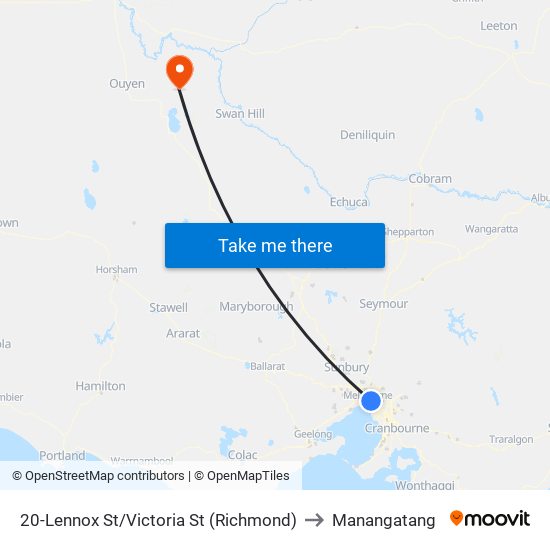 20-Lennox St/Victoria St (Richmond) to Manangatang map