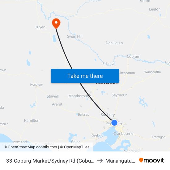 33-Coburg Market/Sydney Rd (Coburg) to Manangatang map