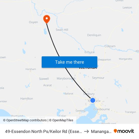 49-Essendon North Ps/Keilor Rd (Essendon North) to Manangatang map