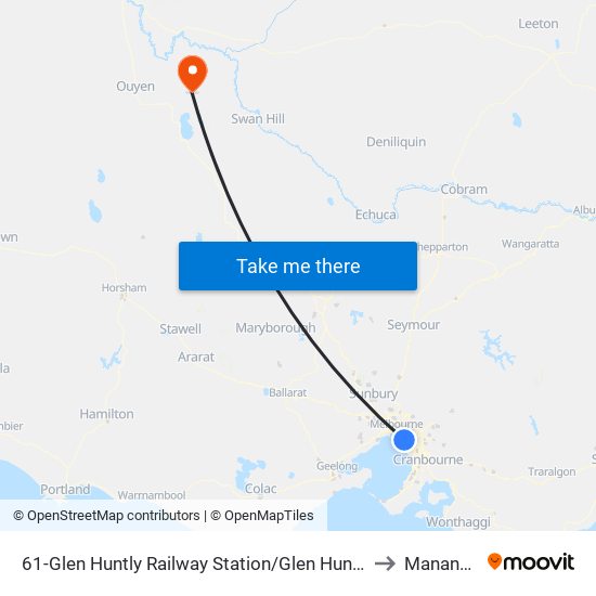 61-Glen Huntly Railway Station/Glen Huntly Rd (Caulfield South) to Manangatang map