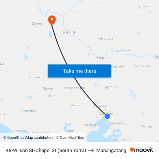 48-Wilson St/Chapel St (South Yarra) to Manangatang map