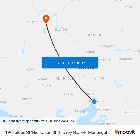 19-Holden St/Nicholson St (Fitzroy North) to Manangatang map