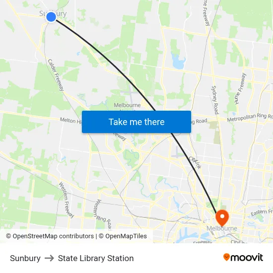 Sunbury to State Library Station map
