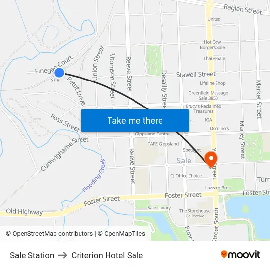 Sale Station to Criterion Hotel Sale map