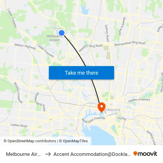Melbourne Airport MEL to Accent Accommodation@Docklands, Melbourne map