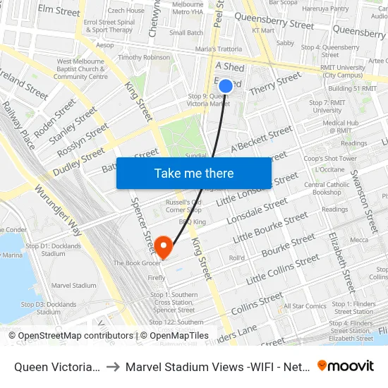 Queen Victoria Market to Marvel Stadium Views -WIFI - Netflix, Melbourne map