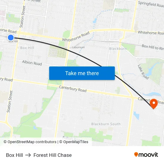 Box Hill to Forest Hill Chase map