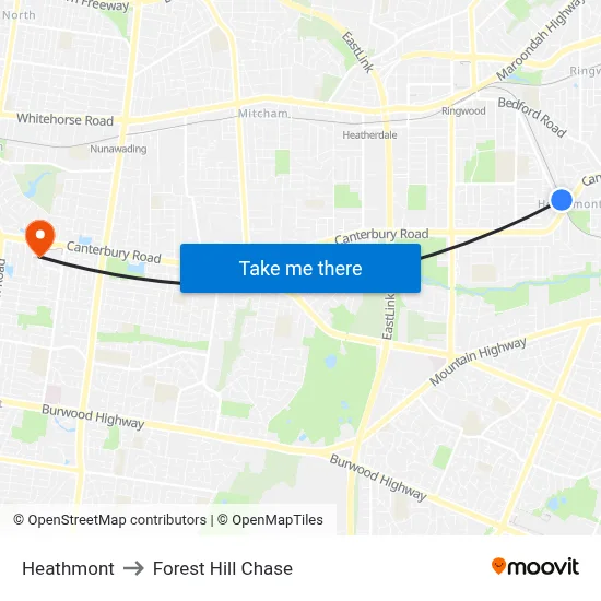 Heathmont to Forest Hill Chase map