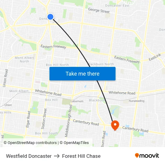 Westfield Doncaster to Forest Hill Chase map