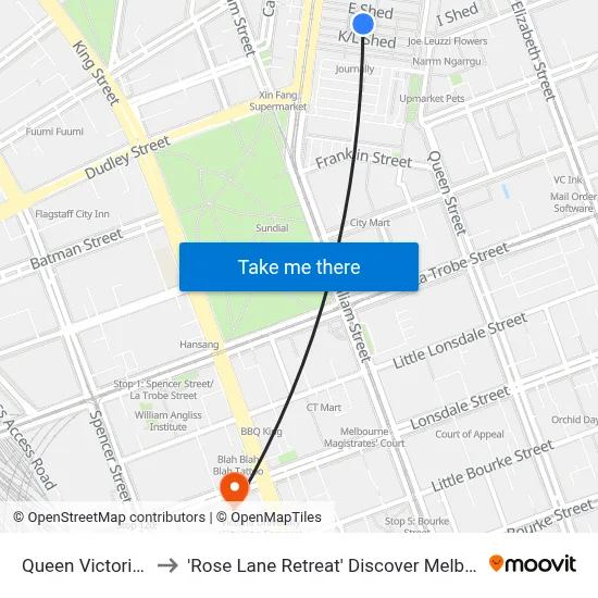 Queen Victoria Market to 'Rose Lane Retreat' Discover Melbourne City Charm map