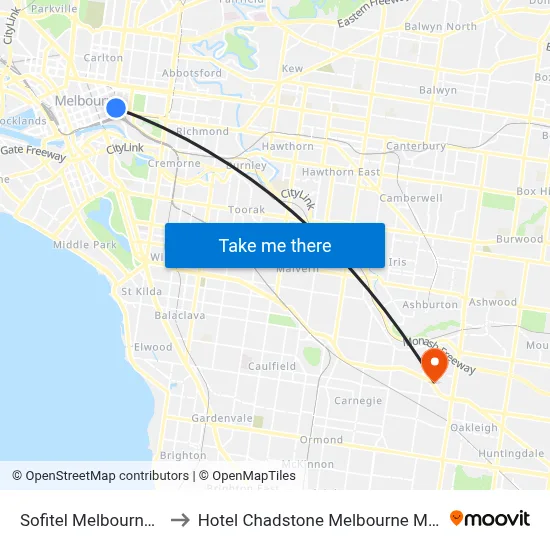 Sofitel Melbourne on Collins to Hotel Chadstone Melbourne MGallery Collection map