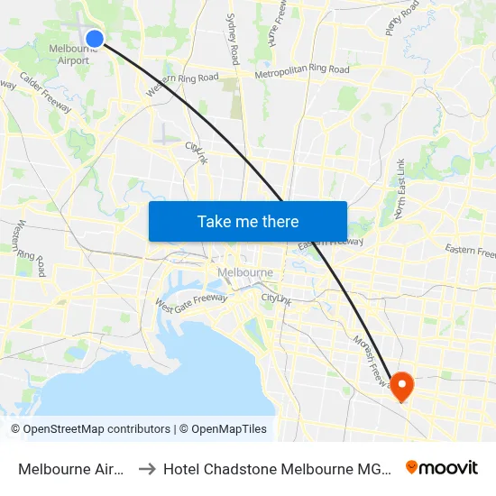Melbourne Airport MEL to Hotel Chadstone Melbourne MGallery Collection map