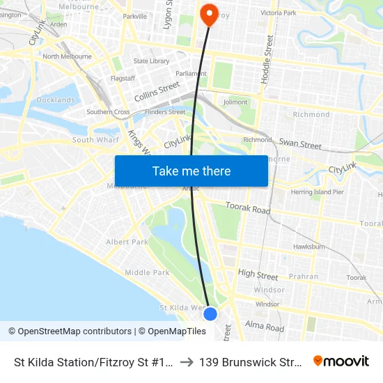 St Kilda Station/Fitzroy St #132 to 139 Brunswick Street map