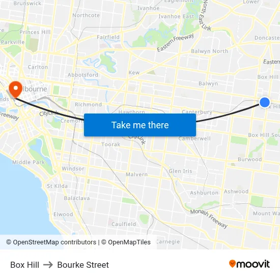 Box Hill to Bourke Street map
