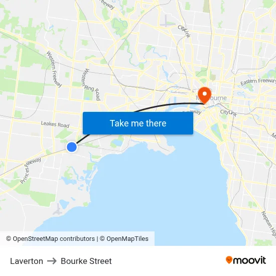 Laverton to Bourke Street map