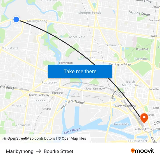 Maribyrnong to Bourke Street map