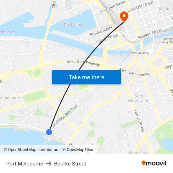 Port Melbourne to Bourke Street map