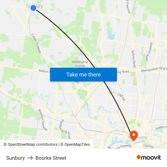 Sunbury to Bourke Street map