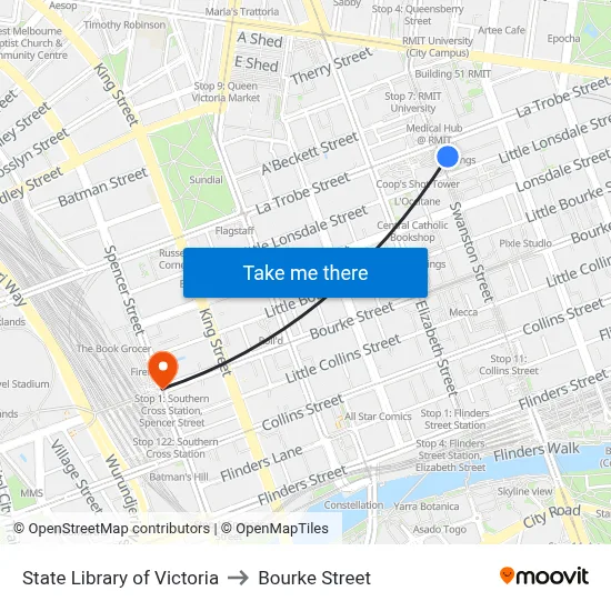 State Library of Victoria to Bourke Street map