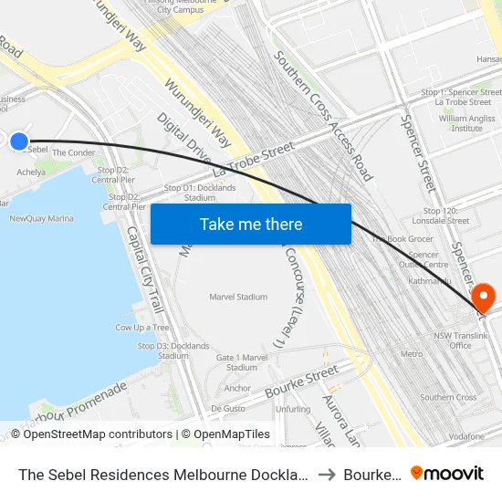 The Sebel Residences Melbourne Docklands Serviced Apartments to Bourke Street map