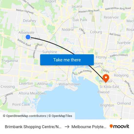 Brimbank Shopping Centre/Neale Rd to Melbourne Polytechnic map