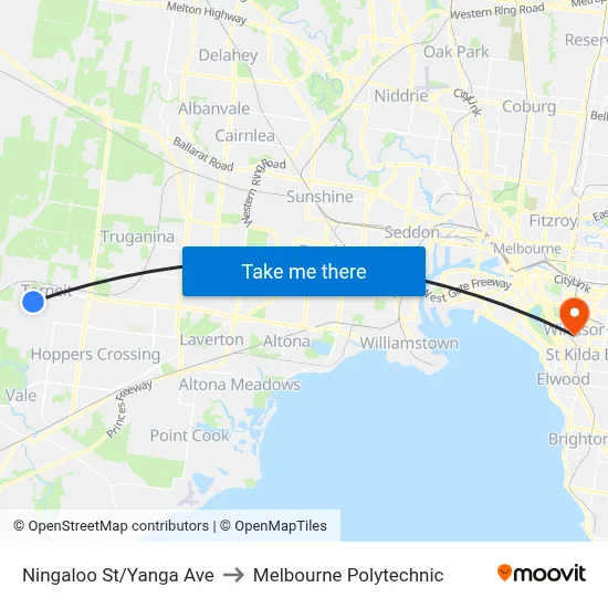 Ningaloo St/Yanga Ave to Melbourne Polytechnic map
