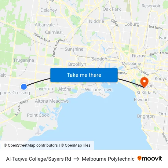 Al-Taqwa College/Sayers Rd to Melbourne Polytechnic map