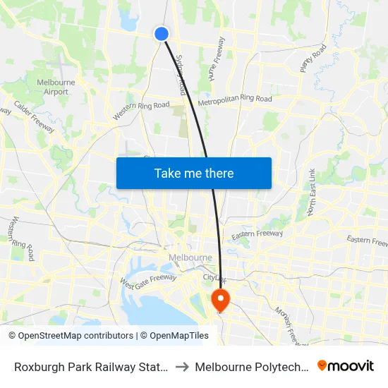 Roxburgh Park Railway Station to Melbourne Polytechnic map