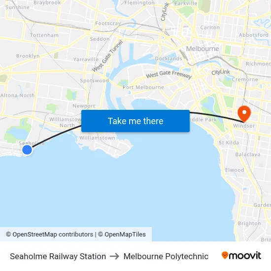 Seaholme Railway Station to Melbourne Polytechnic map