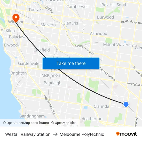 Westall Railway Station to Melbourne Polytechnic map