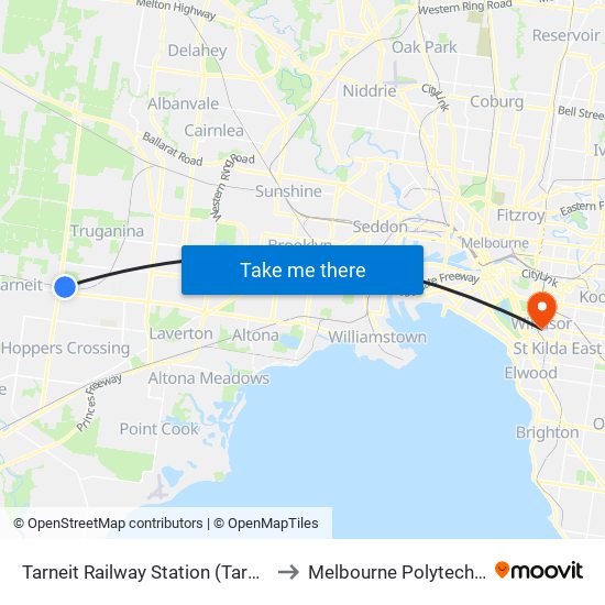 Tarneit Railway Station (Tarneit) to Melbourne Polytechnic map