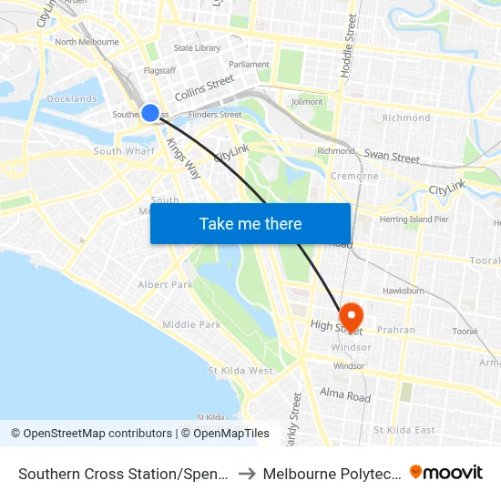 Southern Cross Station/Spencer St to Melbourne Polytechnic map