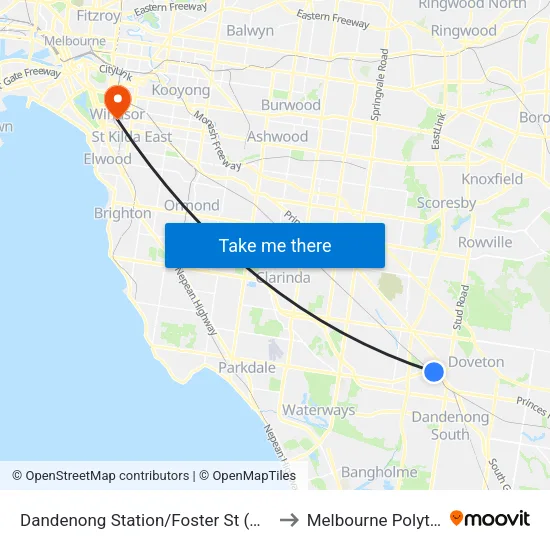Dandenong Station/Foster St to Melbourne Polytechnic map